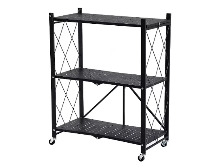 J&V Textiles Foldable 3-Tier Matte Metal Cart