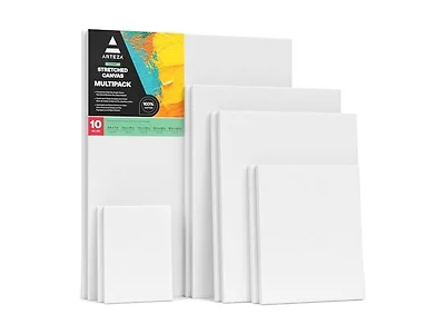 ARTEZA Stretched Canvas Multipack of 10