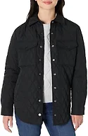 Amazon Essentials Women's Relaxed-Fit Long Quilted Jacket with Snap Closure, Black, Small