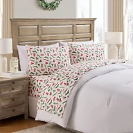 Hallmark - Holiday Sheets, 4-Piece Soft Brushed Cotton Sheet Set with Matching Pillowcase (Winters Multi, Queen)