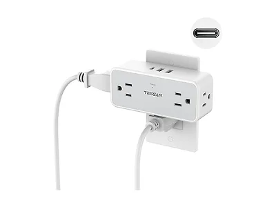 TESSAN Outlet Splitter (4 Outlets, 1 USB-C, 2 USB-A)