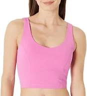 Amazon Essentials Women's Active FormFlex Buttery Soft Light Support Crop Tank with Bra, Removable Cups, Flamingo Pink, Medium