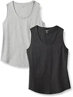 Amazon Essentials Women's Regular-Fit 100% Cotton Sleeveless Tank Top, Pack of 2, Charcoal/Light Grey Heather, Small