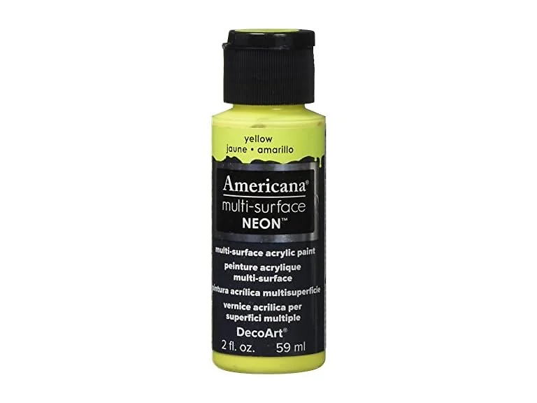 DecoArt Americana Multi-Surface Neon Paint, 2-Ounce, Yellow
