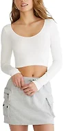 Aeropostale Seamless Wear 3-Way V-Neck Tiny Top, Cream, Medium