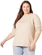 Amazon Essentials Women's Regular-Fit Soft Touch Long-Sleeve Crewneck Sweater, Beige, Small