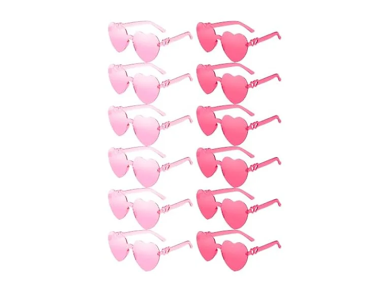 12 Pairs Heart Shaped Rimless Sunglasses