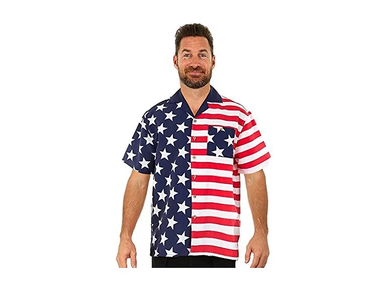 Uzzi Men (M) USA Flag Hawaiian Hpusa2 Shirt