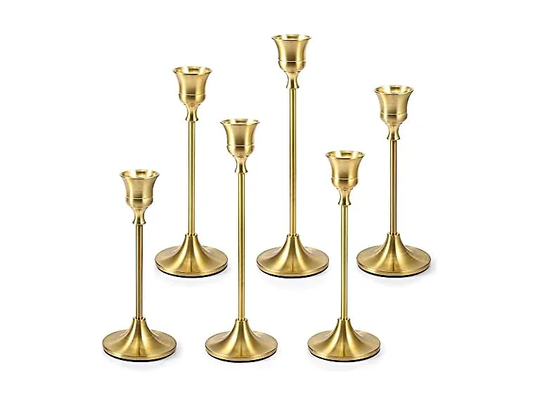 Candlestick Holders - Set of 6 Gold