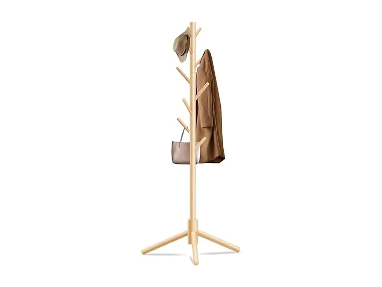 Unisakey 8-Hook Wooden Coat Rack