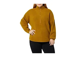 Amazon Essentials Women's Sweaters, Dressy Casual, Mid Gauge Stretch, Half Zip, Polo Collar, Brown, Medium