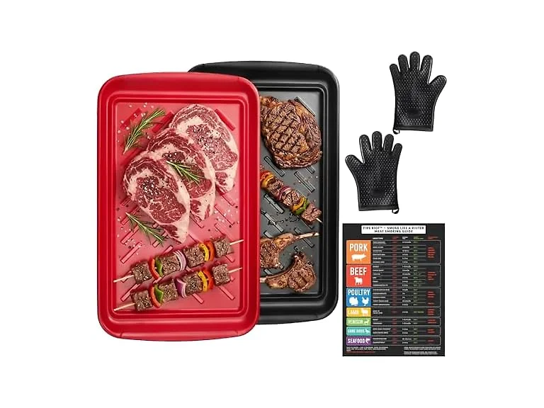 FIRERIOT BBQ Tray Set w/ Heat Resistant Gloves