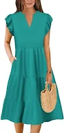 Summer Dresses for Women 2026 Elegant Classy Denim Dress Linen Business Casual Airy Skirt Plus Size T Shirt Midi Beach Clothes Boho Maxi Sundresses Fall Fashion Must Haves Lake Green Large