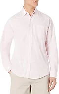 Amazon Essentials Men's Long-Sleeve Regular-Fit Stretch Poplin Shirt Shirt, -Pink, Medium