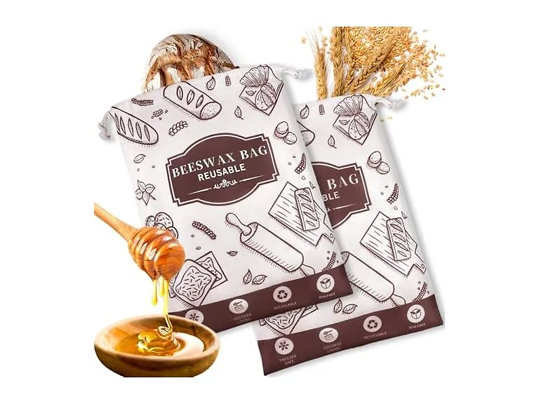 2-Pack Beeswax Bread Bags for Homemade Bread