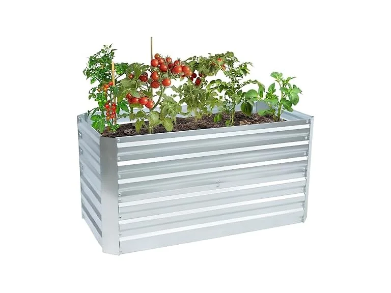 Sunnydaze 4 x 2 x 2 ft Garden Bed, Silver