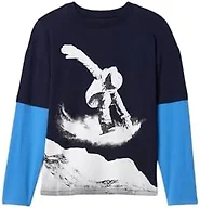 GAP Boys' Long Sleeve Layered Tee, Navy Uniform, L
