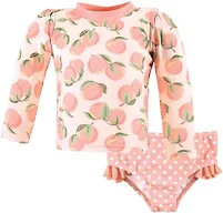 Hudson Baby Unisex Baby Swim Rashguard Set, Pink Peach, 6-9 Months