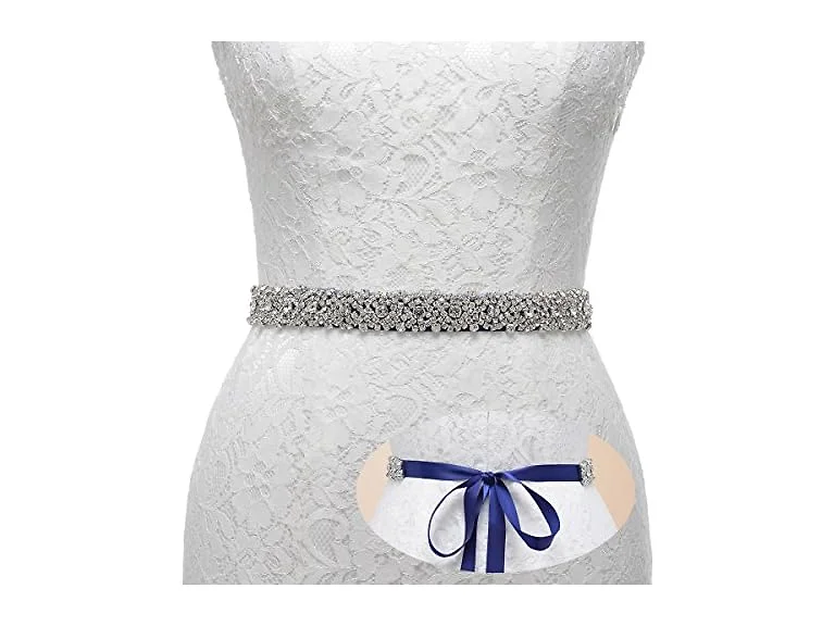 Sweetv Women Remedios Rhinestone Bridal Dress Navy