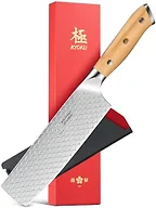 KYOKU 7 in. Japanese Nakiri Knife, Koi Series Vegetable Knife with Olive Wood Handle Koi Scale Pattern, High Carbon Stainless Steel Full Tang, with Protective Sheath & Gift Box
