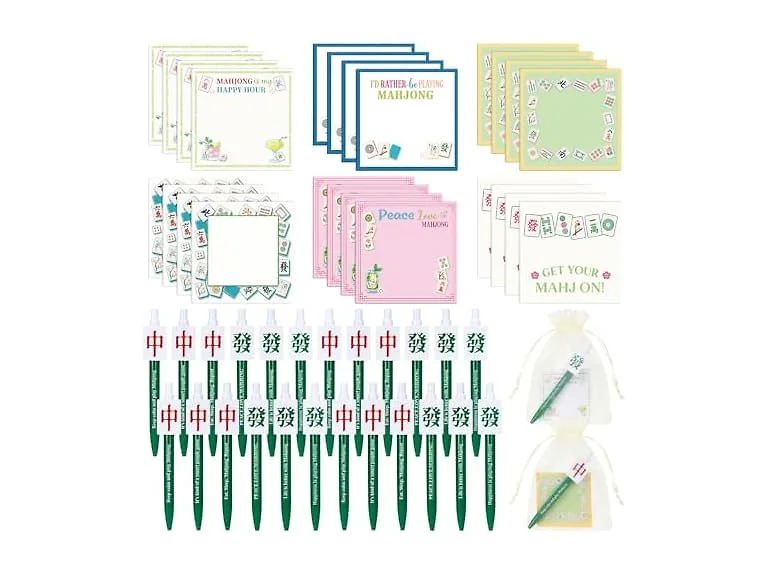 Bafeil 24pc Mahjong Gift Set w/Sticky Notes