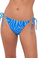 Sports Illustrated Women's String Tie Side Bottom, Wild Stripes/Azure, Medium
