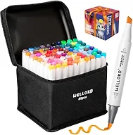 WELLOKB Alcohol Markers, 80 Colors Dual Brush Tip Double Tipped Art Marker Set for Artist Adults Coloring Illustrations for Book Painting, Card Making
