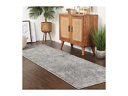 Superior Shag Indoor Runner Rug, Non-Slip Foam Backing, Plush Area Rugs for Entryway, Living Room, Kitchen, Dorm, Bedroom, Hallway, Nursery, Playroom, California Shag Collection, 2' 7" x 6', Silver