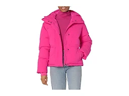 Amazon Essentials Women's Short Waisted Puffer Jacket, Neon Pink, X-Large