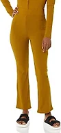Amazon Essentials Women's Wide Rib Flared Ankle Pant, Brown, Large