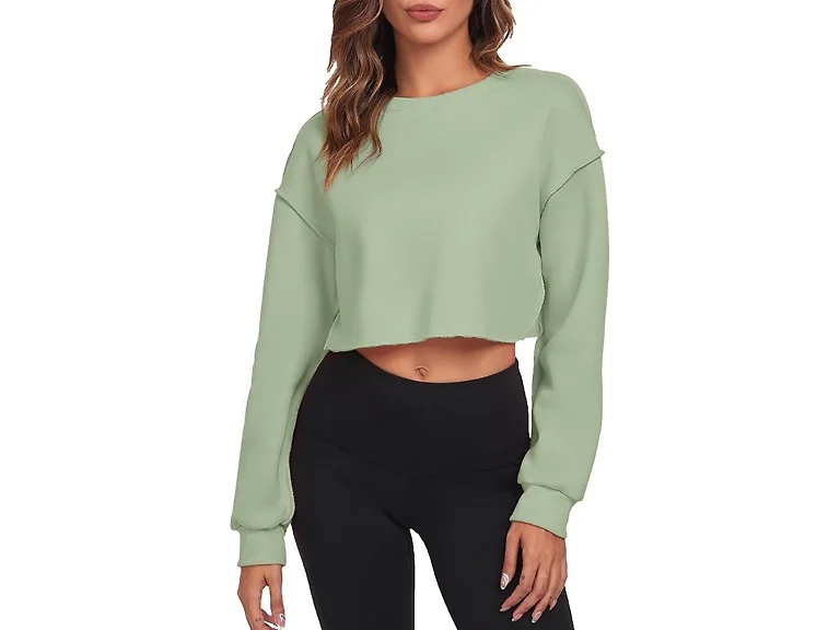 FKEEP Women (XXL) Cropped Sweatshirts Tops Zgreen