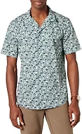 Amazon Essentials Men's Vacation Cotton Button-Down Short Sleeve Resort Shirt, Blue Floral, Large