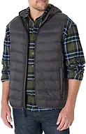 Amazon Essentials Men's Regular-Fit Lightweight Water-Resistant Hooded Puffer Vest, Charcoal, Medium