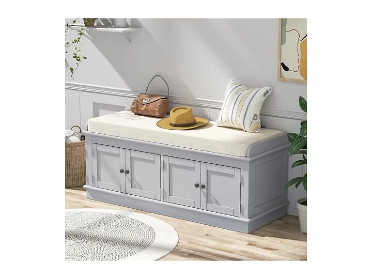MODCART Storage Bench 4 Doors Gray