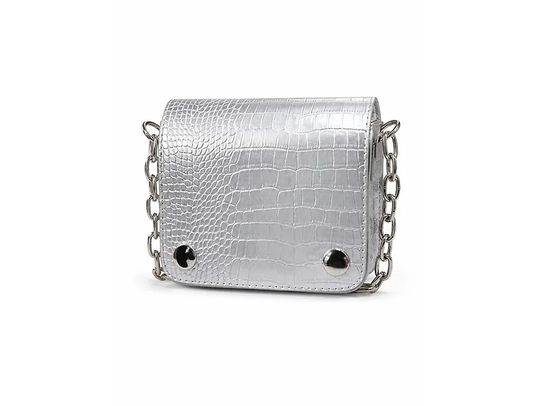 Croc-Embossed Clutch/Shoulder Bag