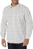Amazon Essentials Men's Long-Sleeve Slim-Fit Stretch Poplin Shirt Shirt, Pink/White, Buffalo Plaid, X-Large