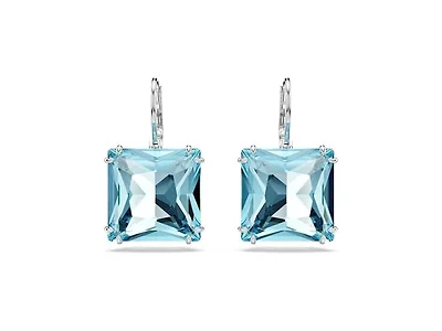 Swarovski Millenia Earrings, Square cut crystal, Blue (Open Box)