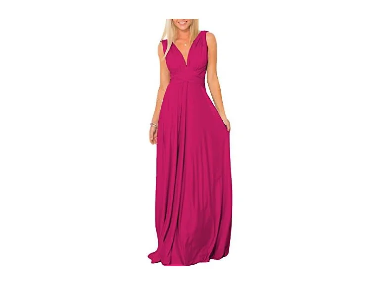 Olemek Women (XL) Sexy V Neck Backless Maxi Dress
