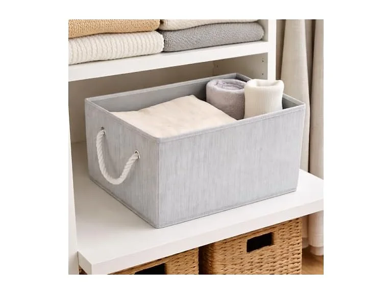 Sukkri Gray Storage Bins with Rope Handles, 2 PK