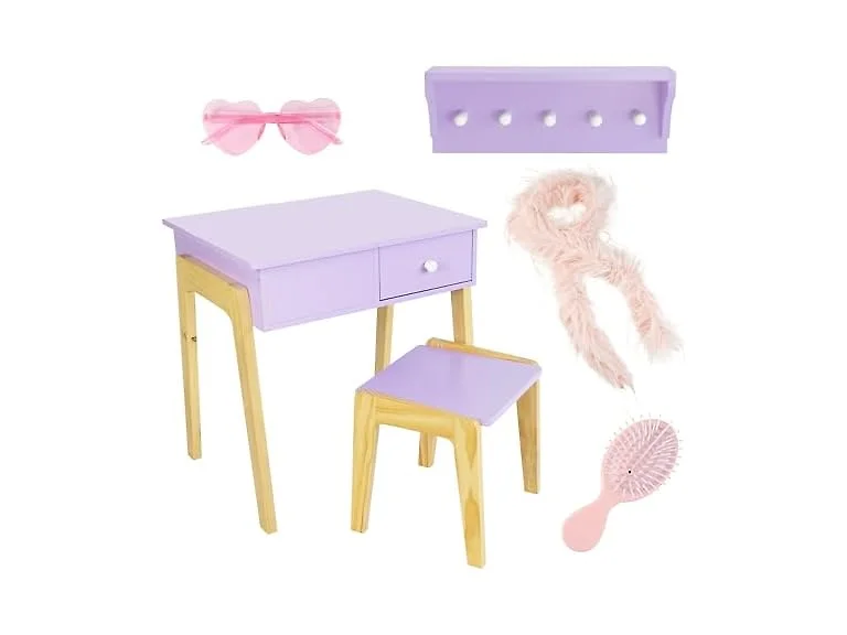 Humble Crew Kids Vanity Set with Mirror and Stool, Toddler Vanity