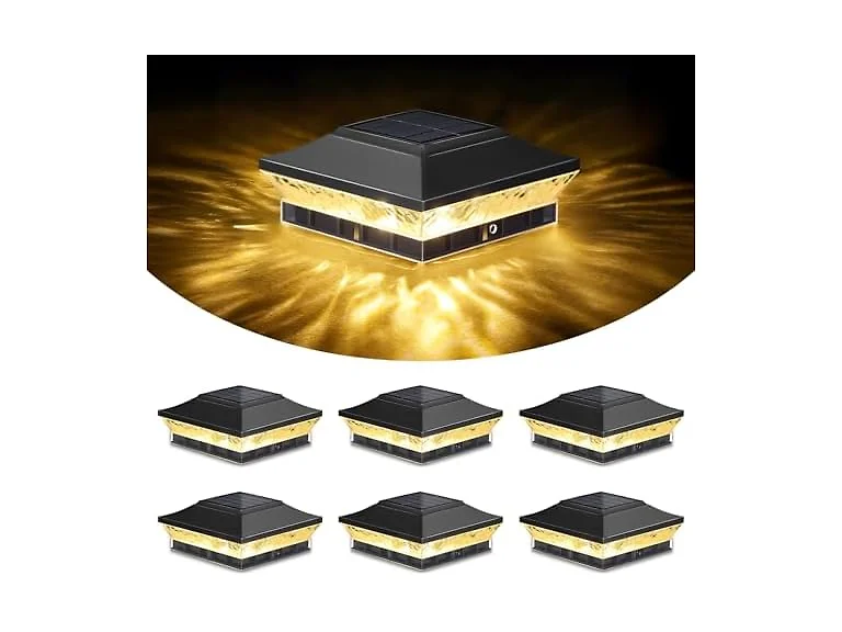 Brightever Solar Post Cap Lights 6 Pack Black