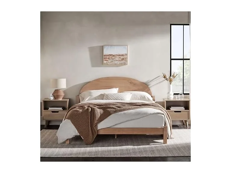 Walker Edison Queen Boho Arch Bed, White