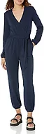 Amazon Essentials Women's V-Neck Knit Surplice Jumpsuit, Navy, Small