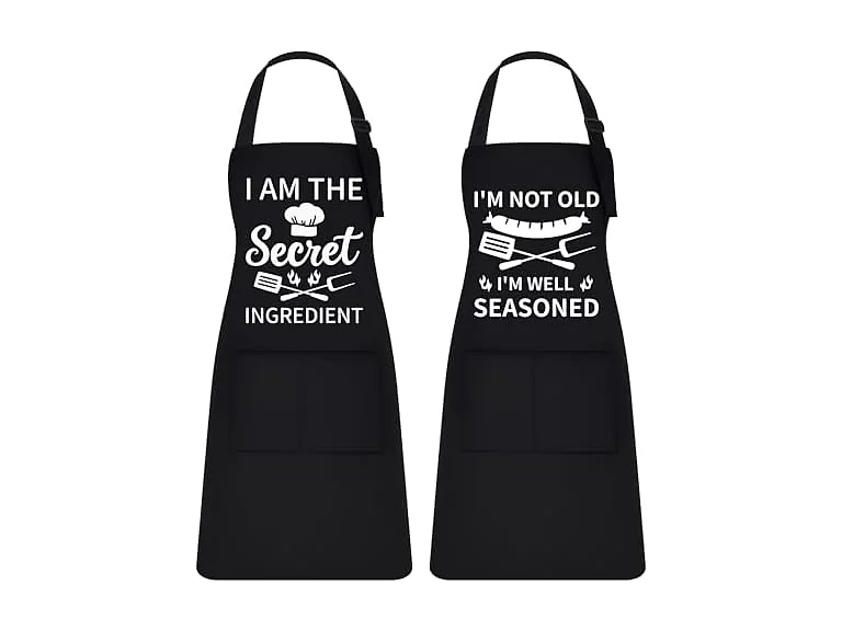 Defresit 2pcs Funny Apron Set Black/White