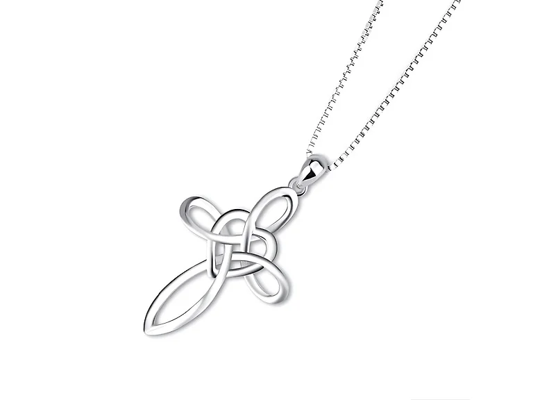 White Gold Plated Celtic Cross Necklace