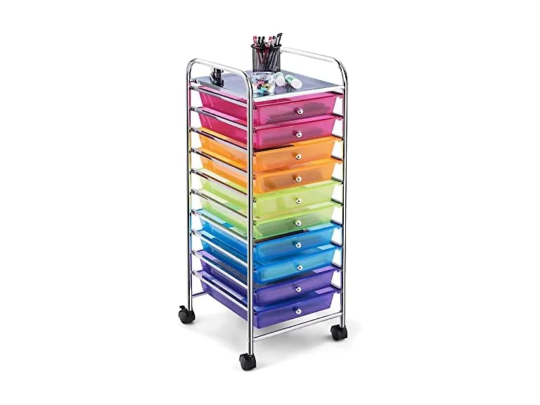 COSTWAY 10-Drawer Rolling Storage Cart