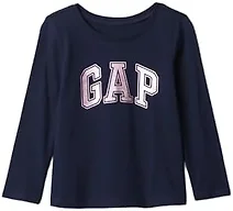 GAP Girls' Long Sleeve Logo Dress, Tapestry Navy, 2T