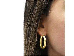 Yeidid 925 Sterling Silver Diamond Cut Oval Hoop Earrings Plated in 18K Yellow Gold