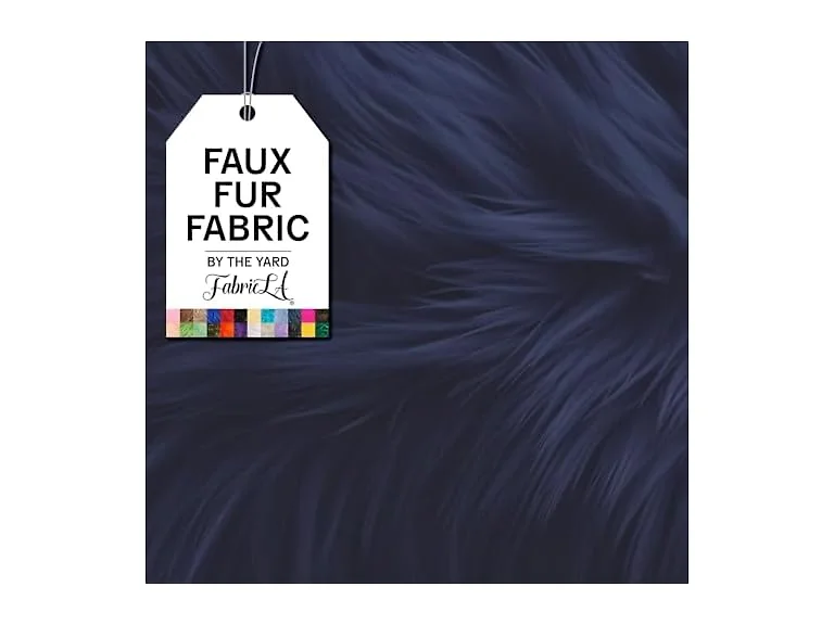 FabricLA Faux Fur Fabric by The Yard, Navy