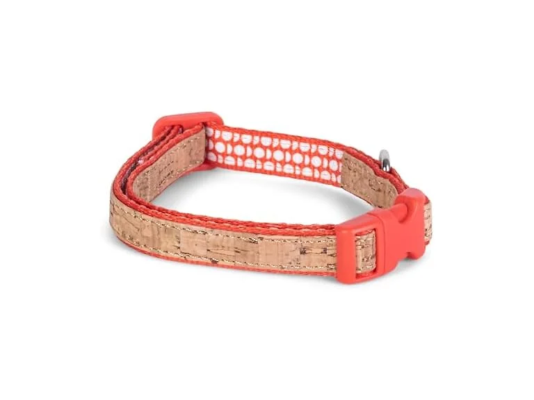 The Dodo Cork Dog Collar, Red Dodo Print